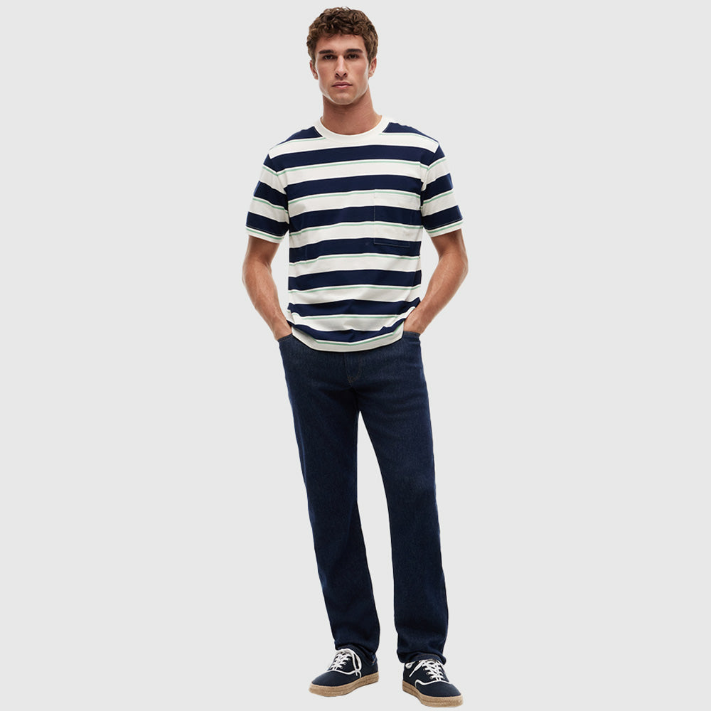Yarn Dye Multistripe T Shirt - Navy Multi