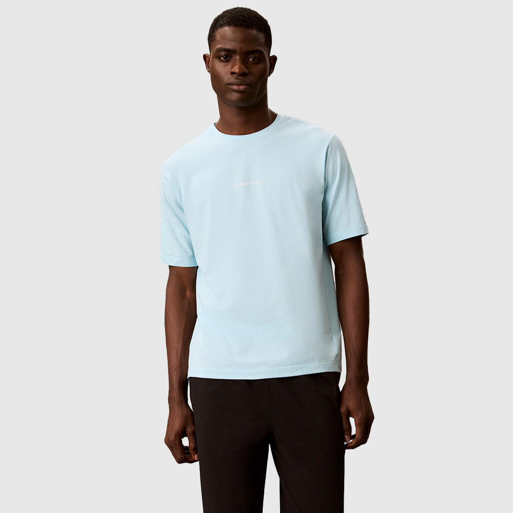 Logo Swim Cover Up T Shirt - Light Blue