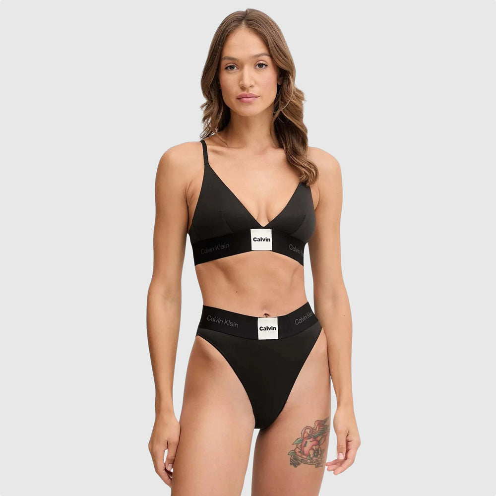 Calvin Klein High Waist Bikini Bottom - Black |ThirdBaseUrban