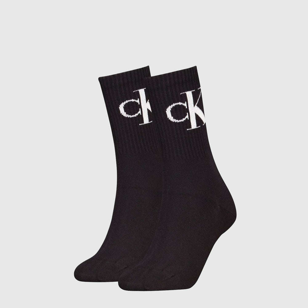 Calvin Klein 2 Pack Monogram Sock - Black |ThirdBaseUrban