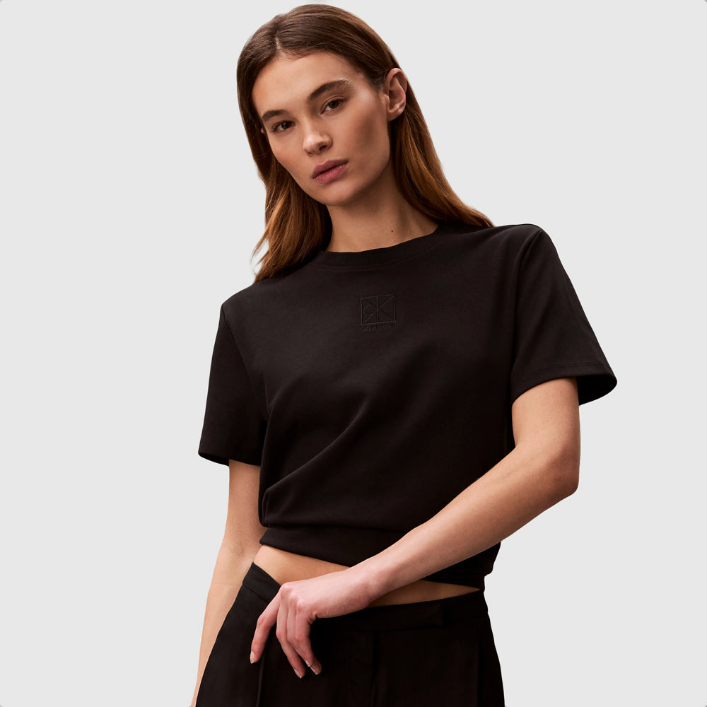 Calvin Klein Lux Interlock Emblem T-Shirt - Black |ThirdBaseUrban