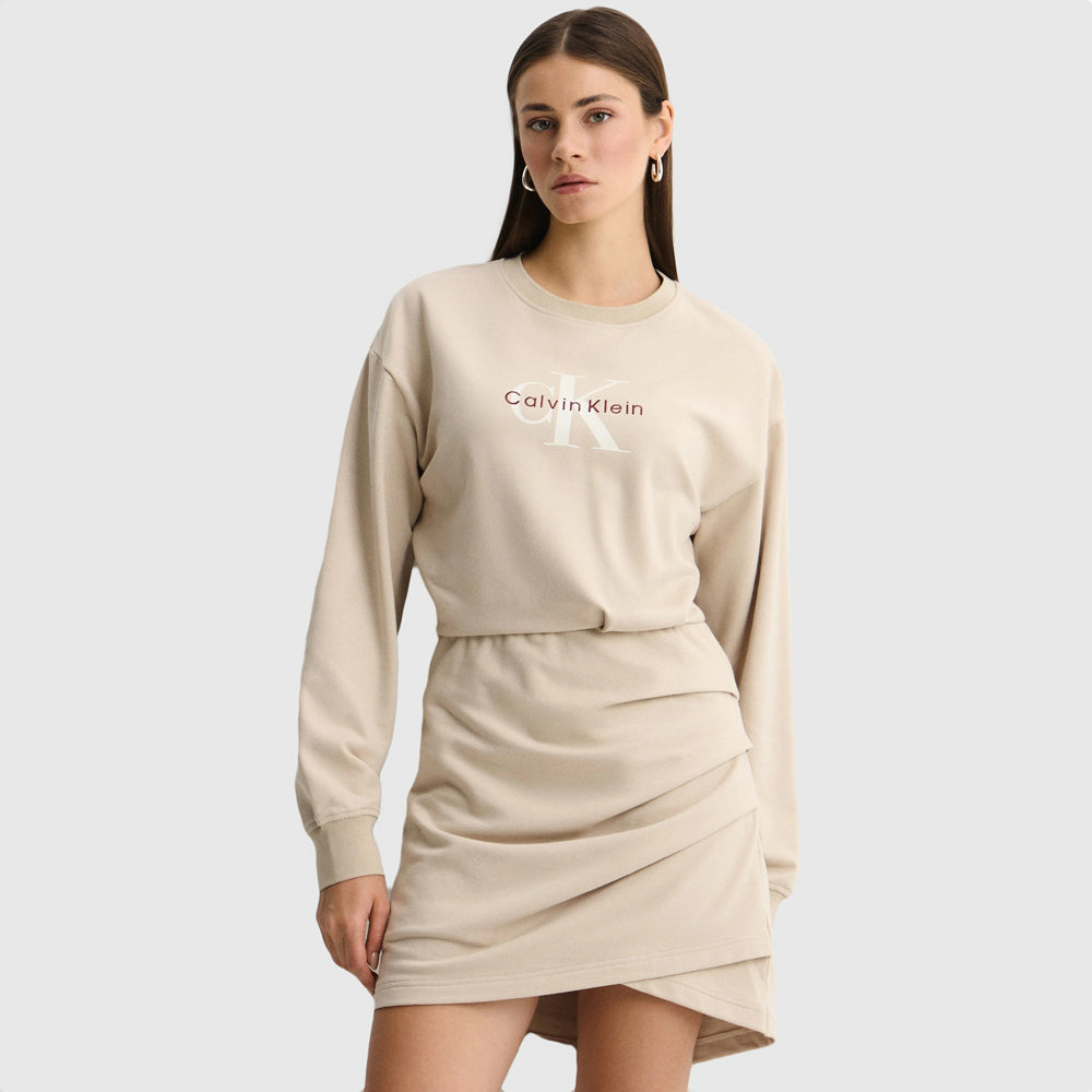 Calvin Klein Monologo Terry Dress - Beige |ThirdBaseUrban