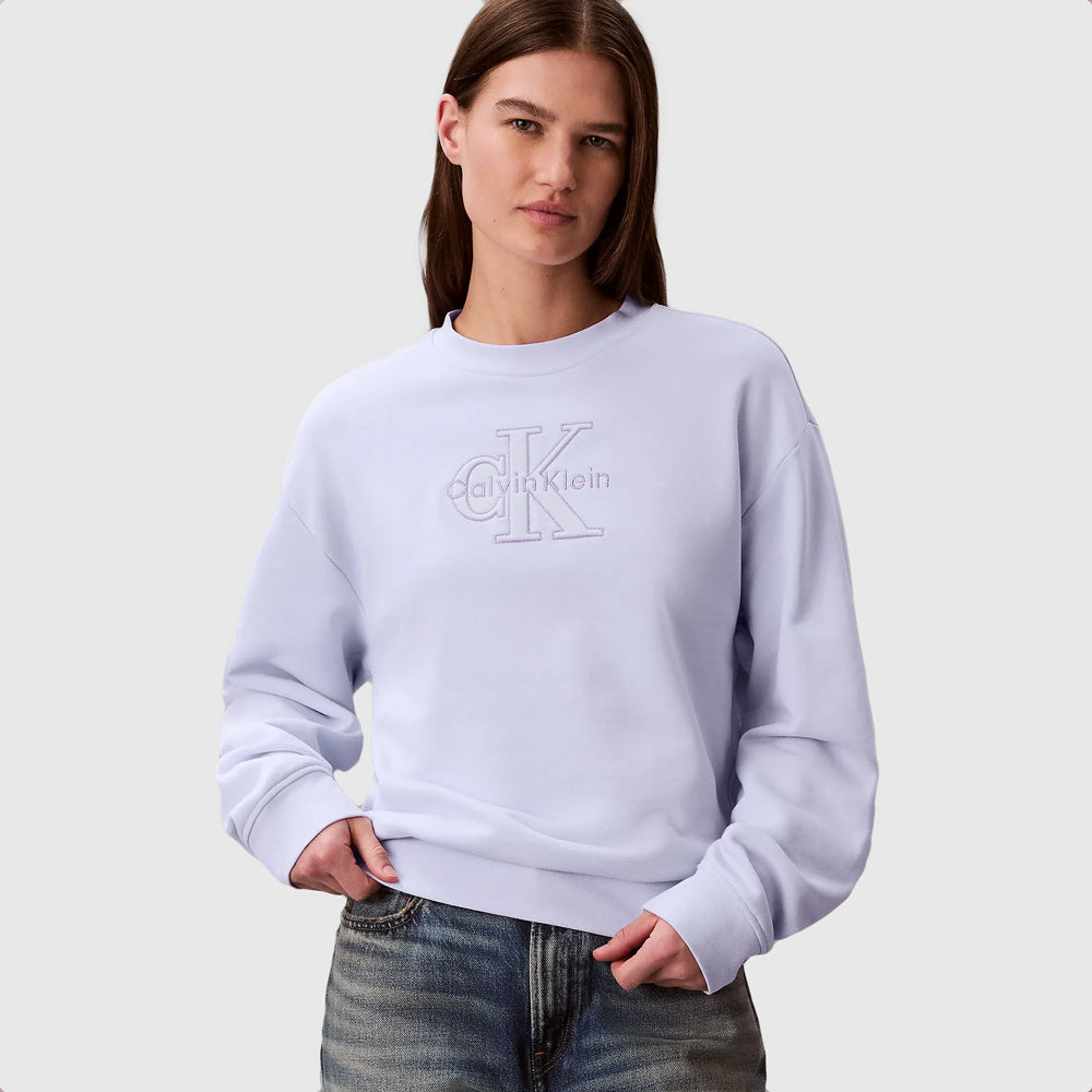 Calvin Klein Embossed Monologo Terry Sweater - Lilac |ThirdBaseUrban