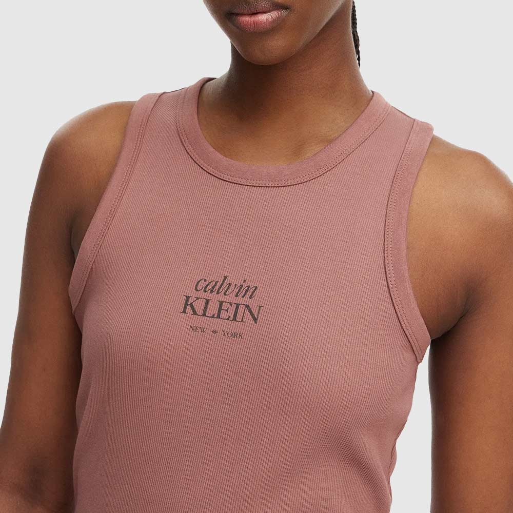 Rib Logo Crew Tank - Brown