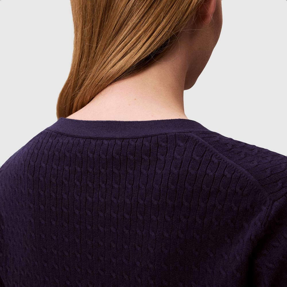 Woven Cable Cardigan - Navy