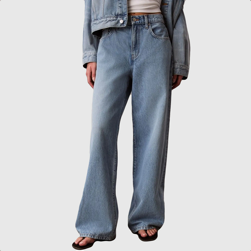 Calvin Klein Wide Leg Stone Jeans - Denim Light |ThirdBaseUrban
