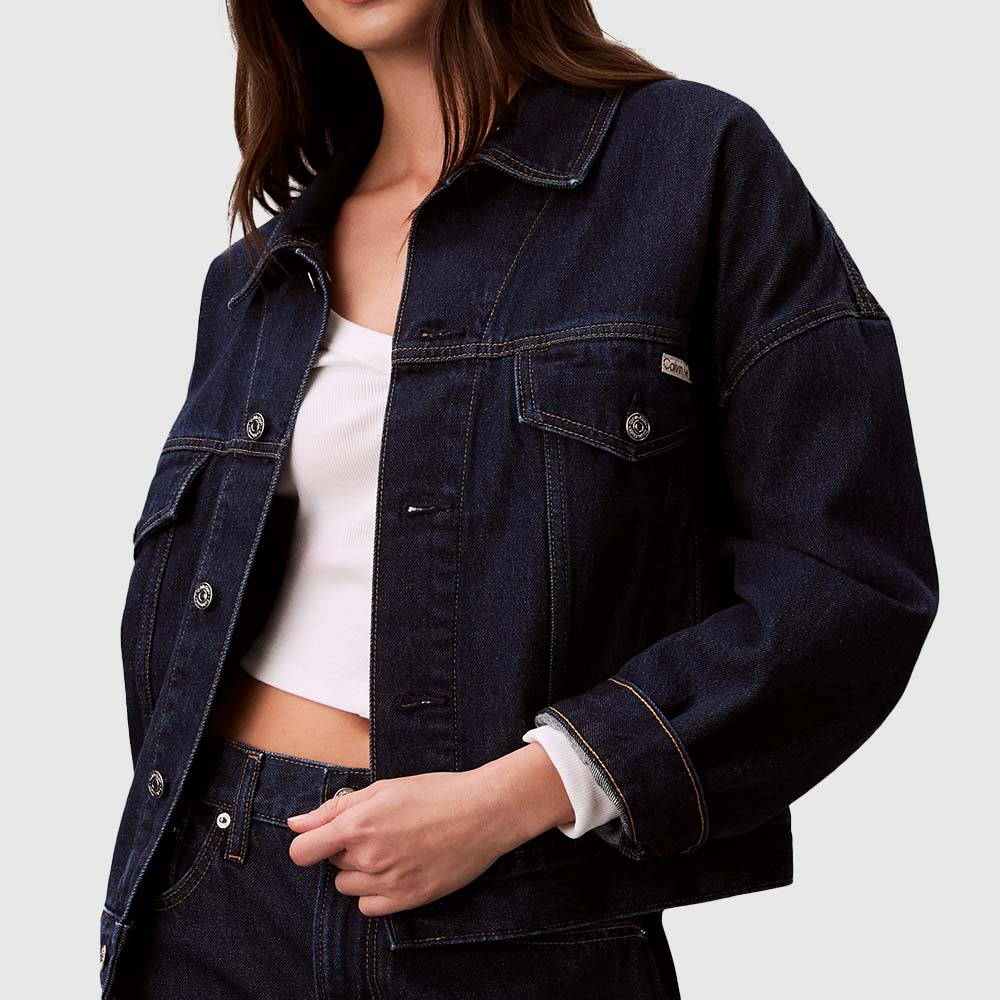 Relaxed Trucker Denim Jacket - Denim Dark