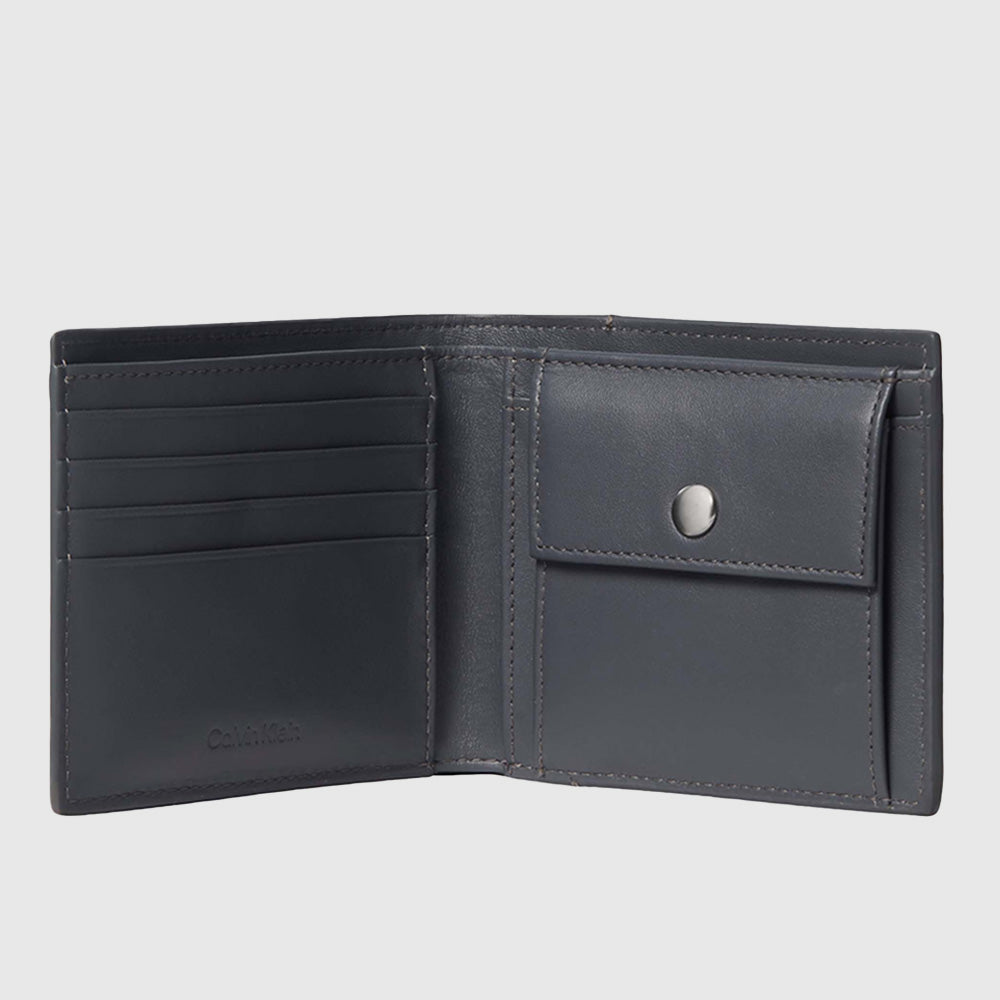 Monogram Print Bi-Fold Wallet - Dark Grey