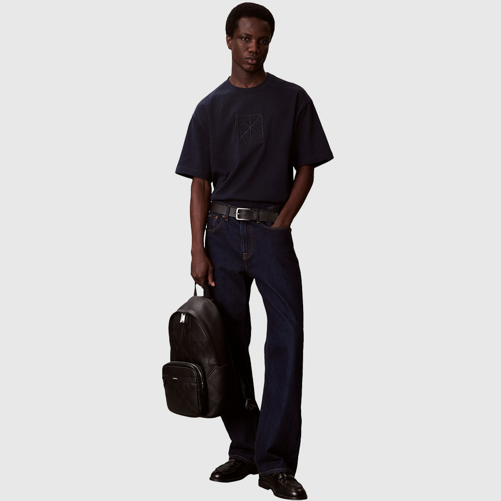 Monogram Debossed Square Backpack - Black