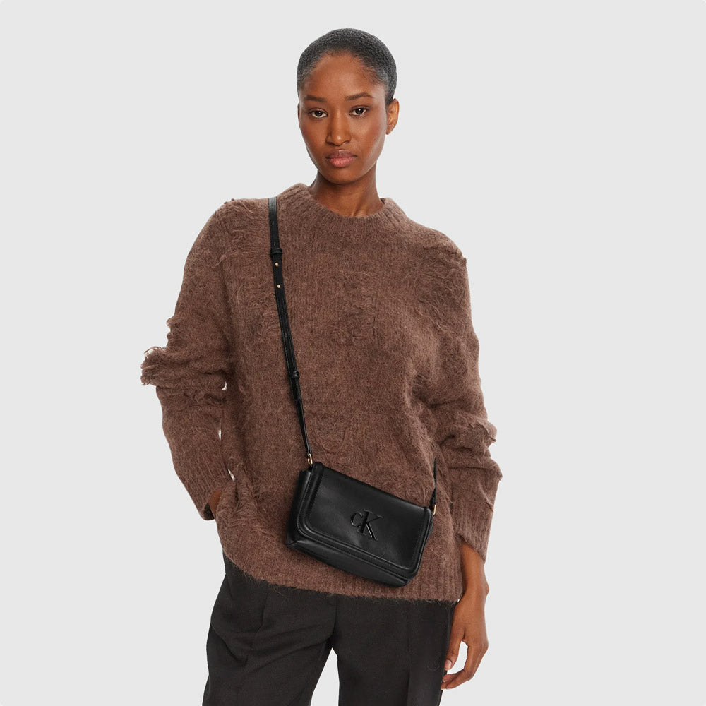 Bold Ck Flap Crossbody - Black