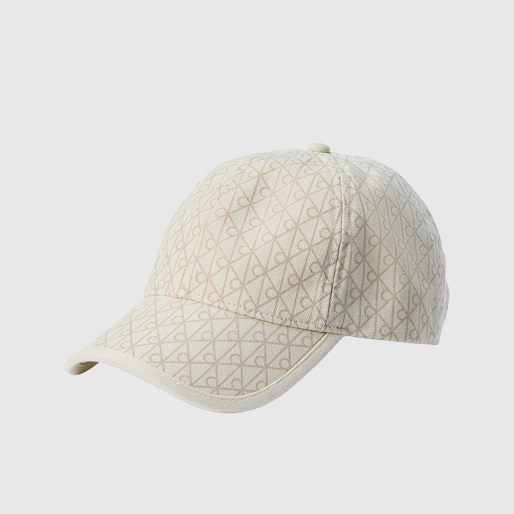 Cotton Twill Adjustable Emblem Logo Cap - Offwhite