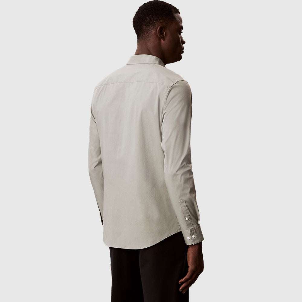 Solid Stretch Slim Shirt - Grey