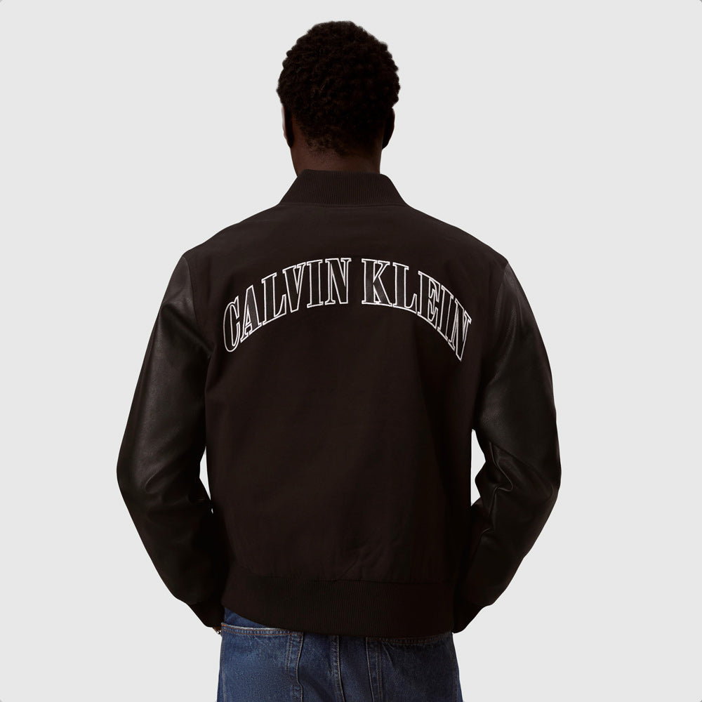 Matty Canvas Varsity Jacket - Black