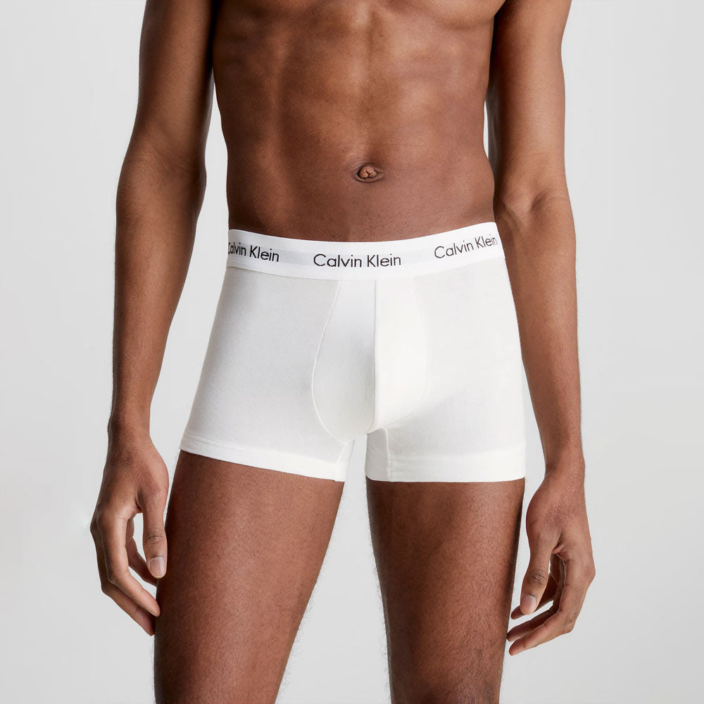 3 Pack Low Rise Cotton Stretch Trunks - White