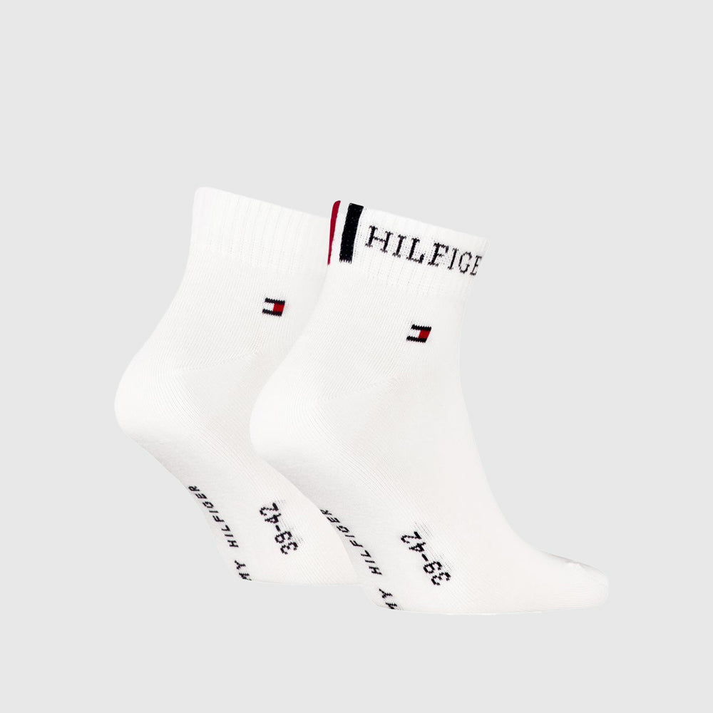 2 Pack Quarter Hilfiger Tab Sock - White