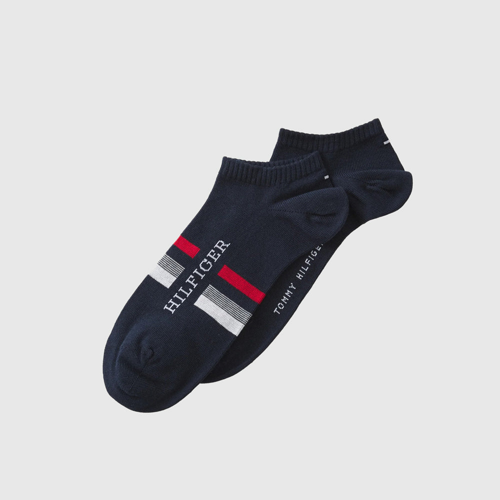 Tommy Hilfiger 2 Pack Sneaker Hilfiger Tab Sock - Navy |ThirdBaseUrban