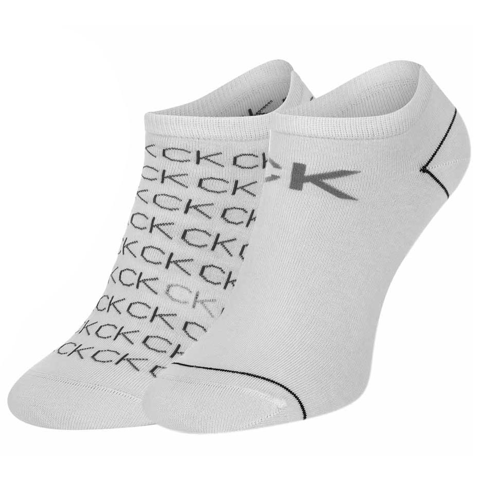 CALVIN KLEIN CK Women 2 Pack Socks All Over Logo - White