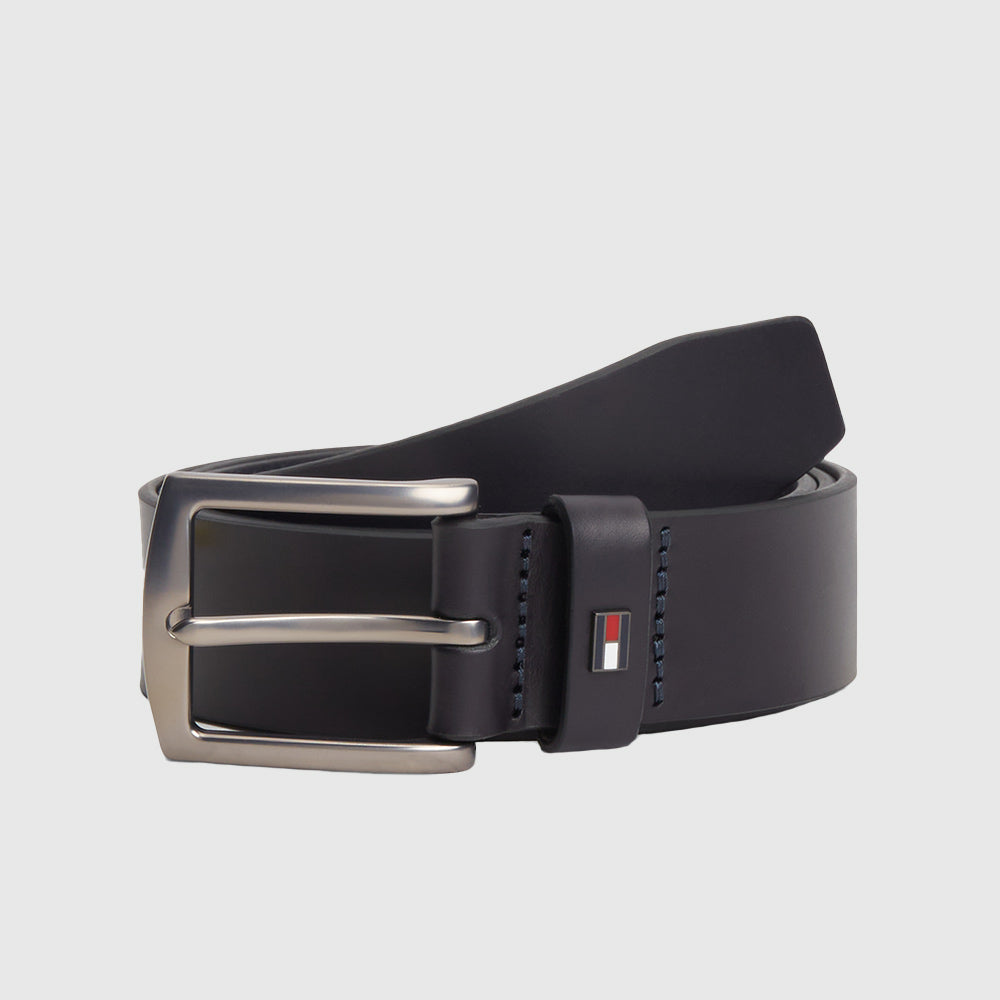 Denton Enamel Flag Leather Belt - Navy