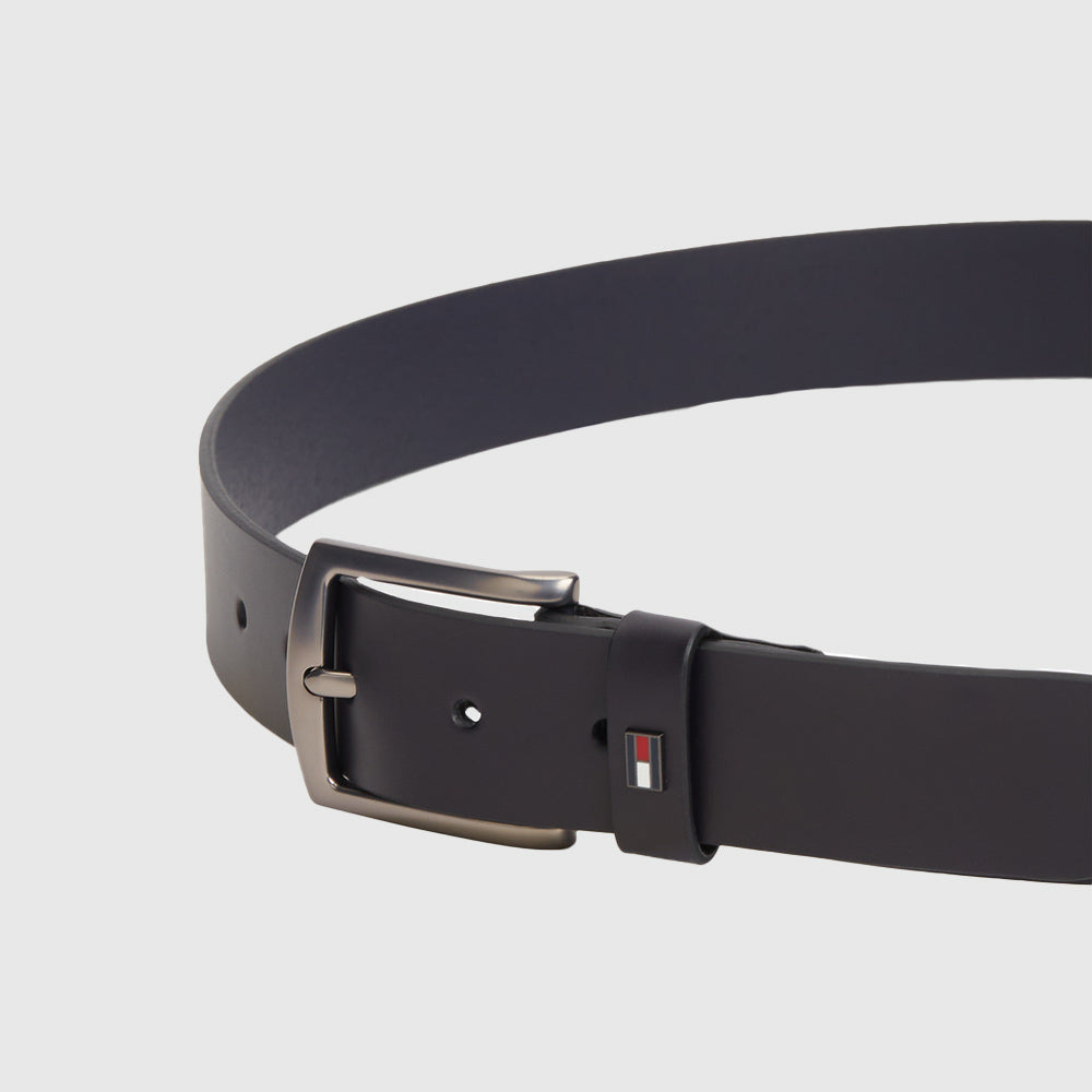 Denton Enamel Flag Leather Belt - Navy