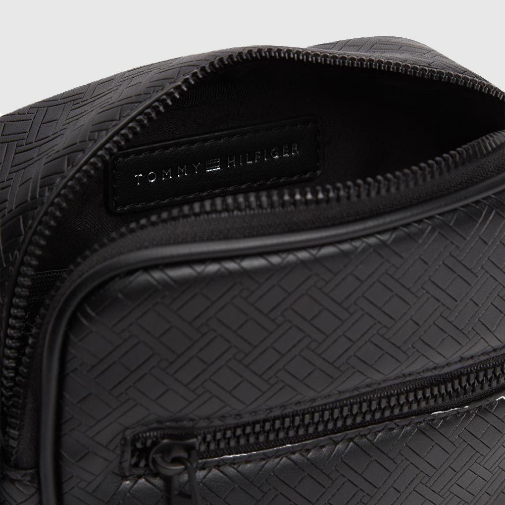 Embossed Flag Crossover Reporter Bag - Black