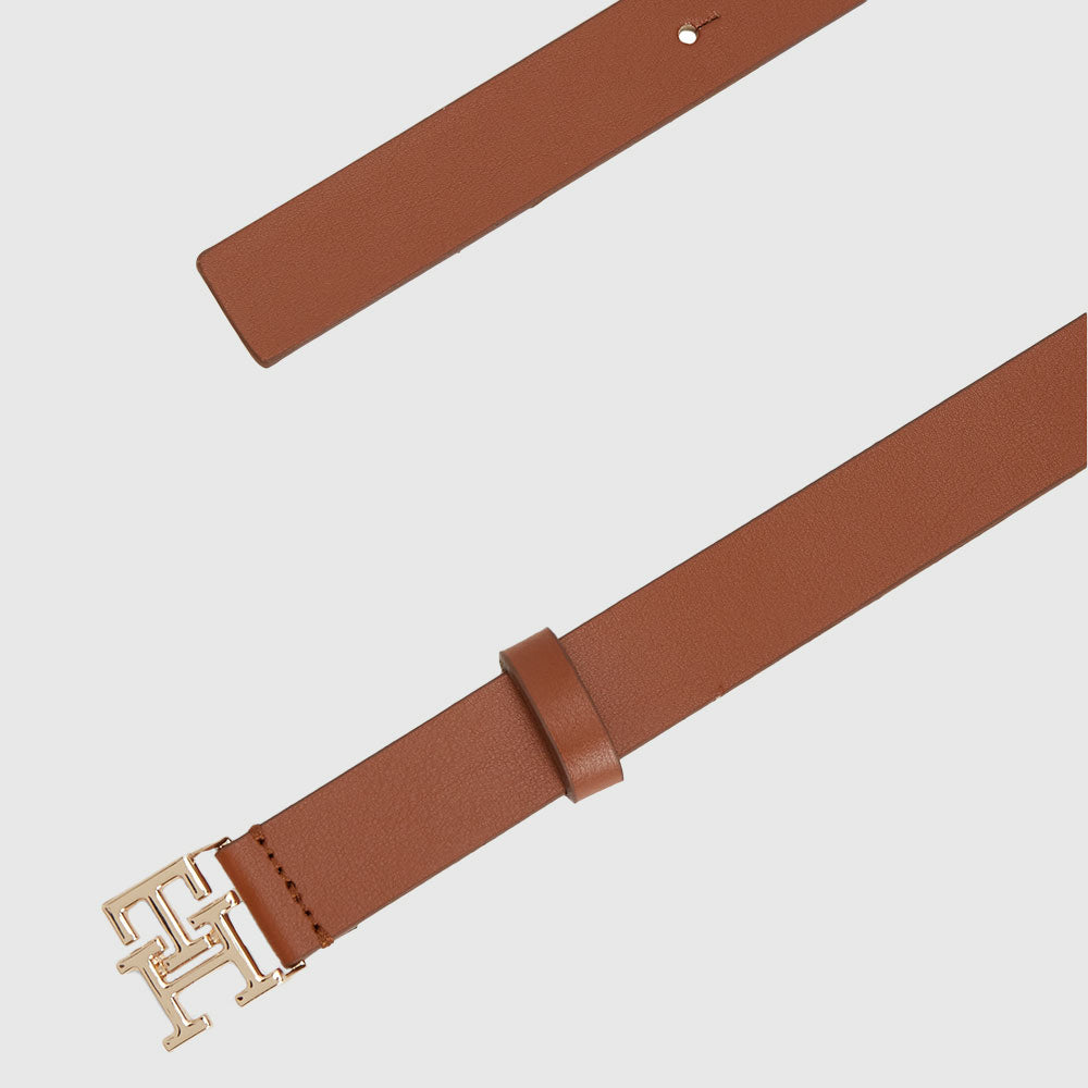 Modern TH Monogram Buckle Leather Belt - Cognac