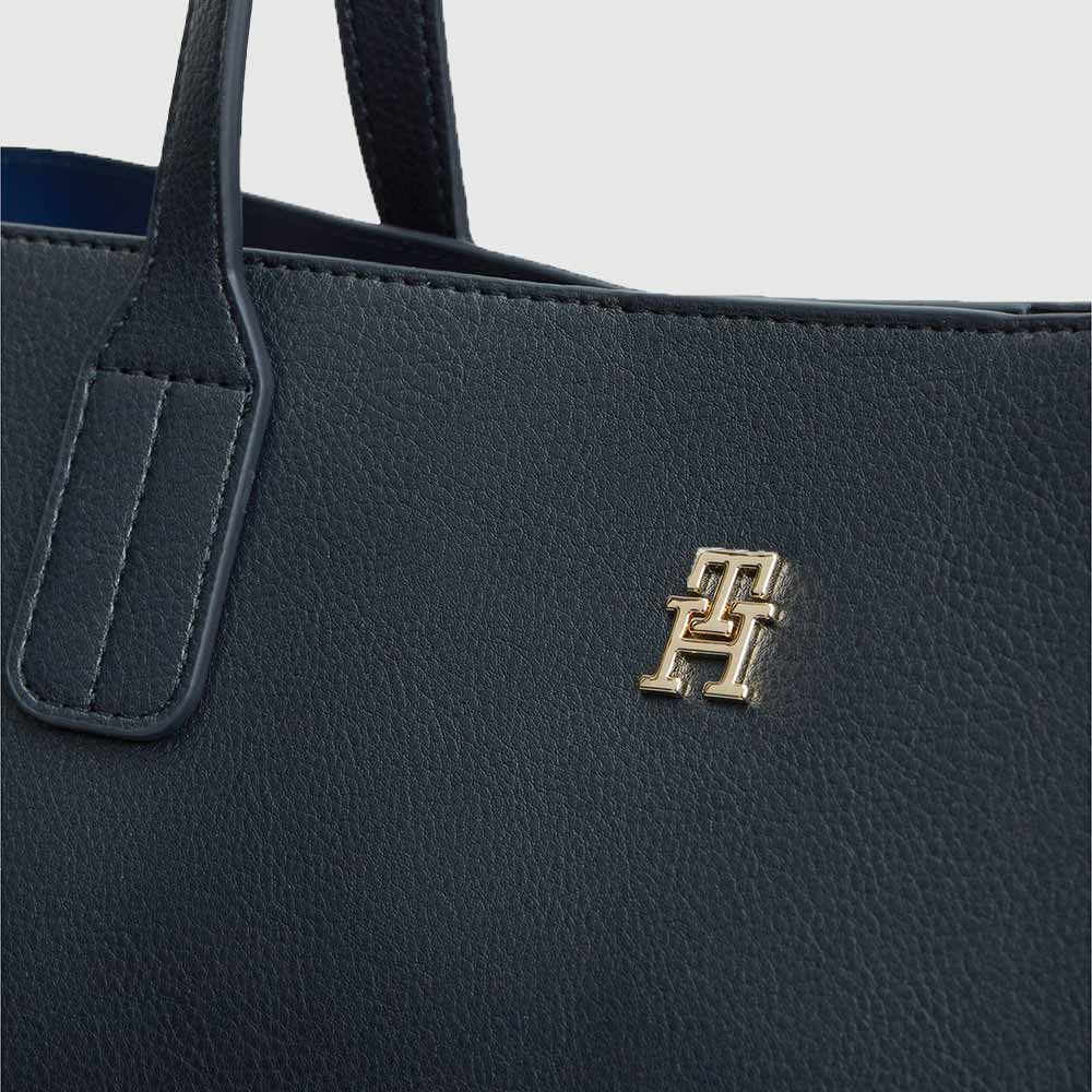 Monogram Detail Tote Bag - Navy