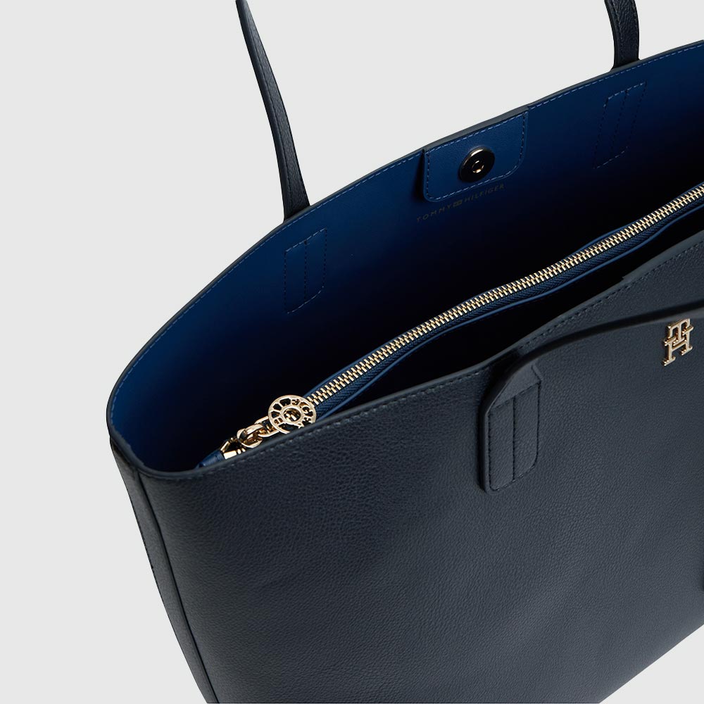 Monogram Detail Tote Bag - Navy