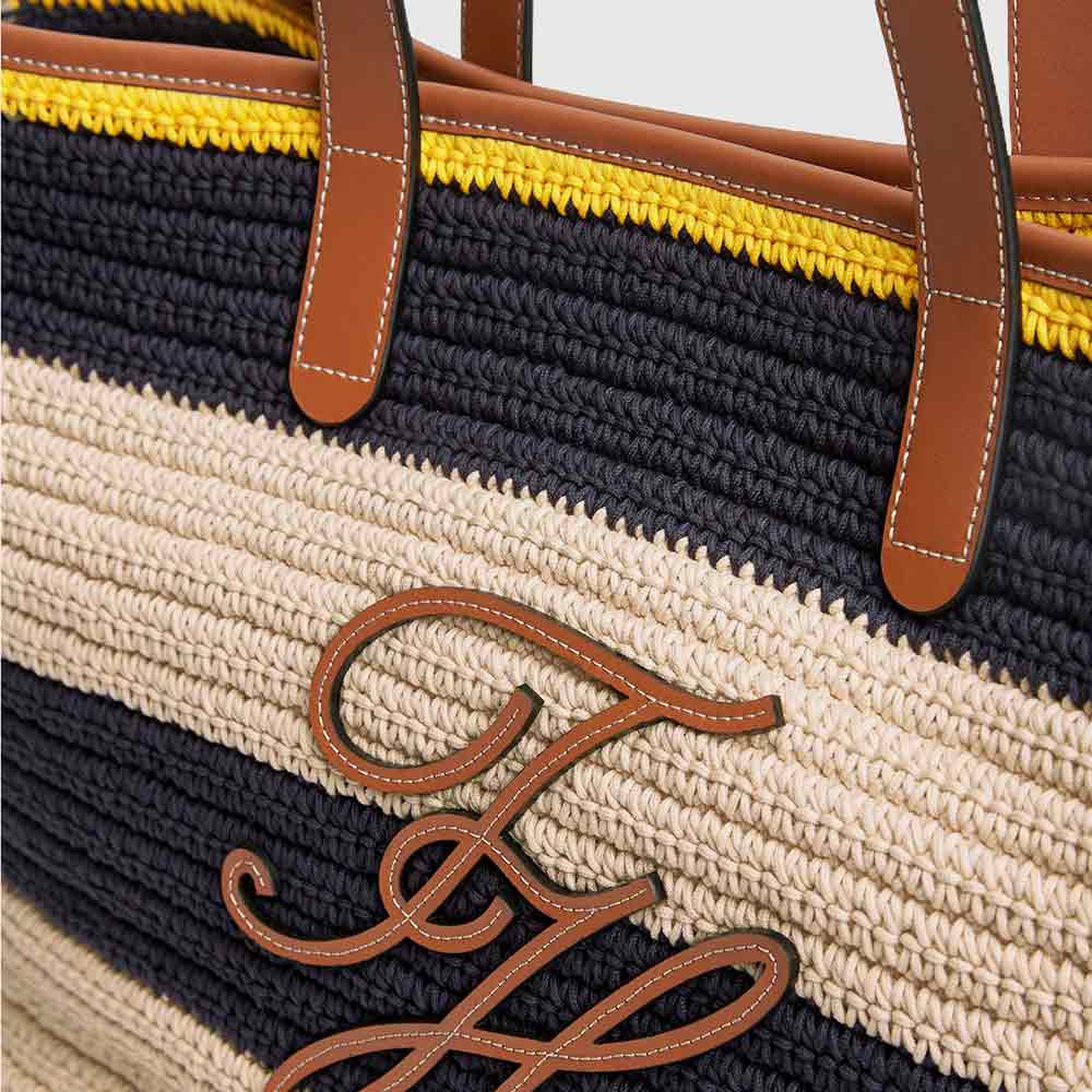 Woven Logo Tote Bag - Navy Multi