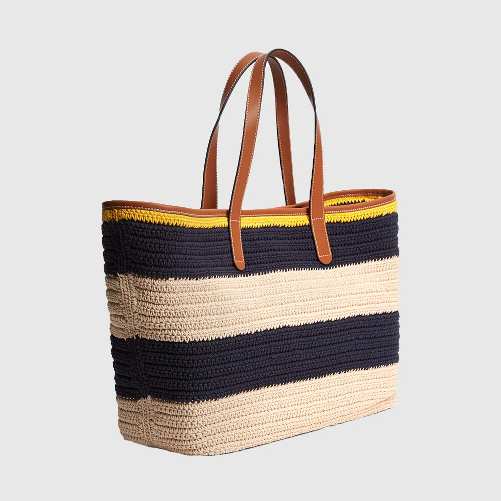 Woven Logo Tote Bag - Navy Multi