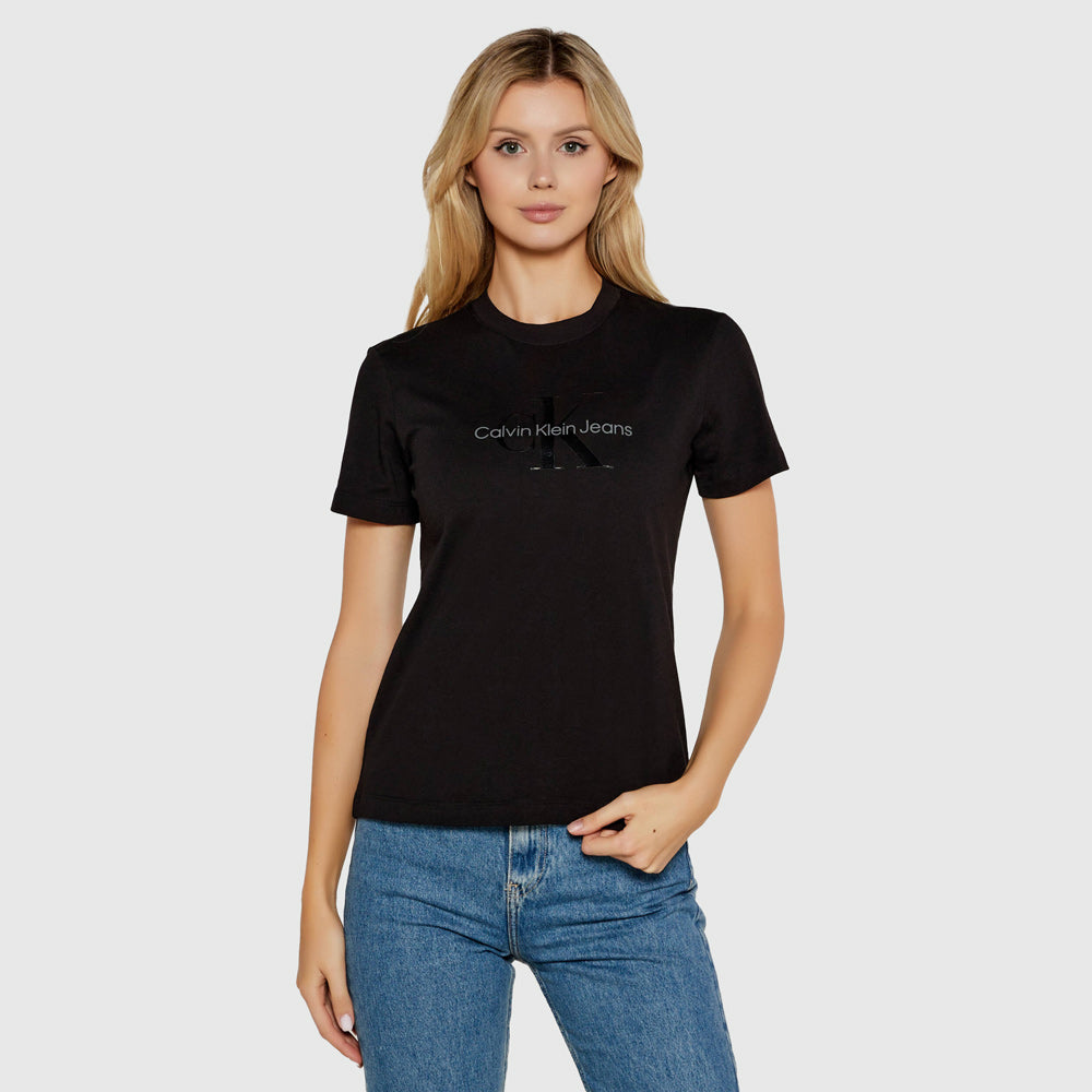 Calvin Klein Glossy Monologo T-Shirt - Black |ThirdBaseUrban