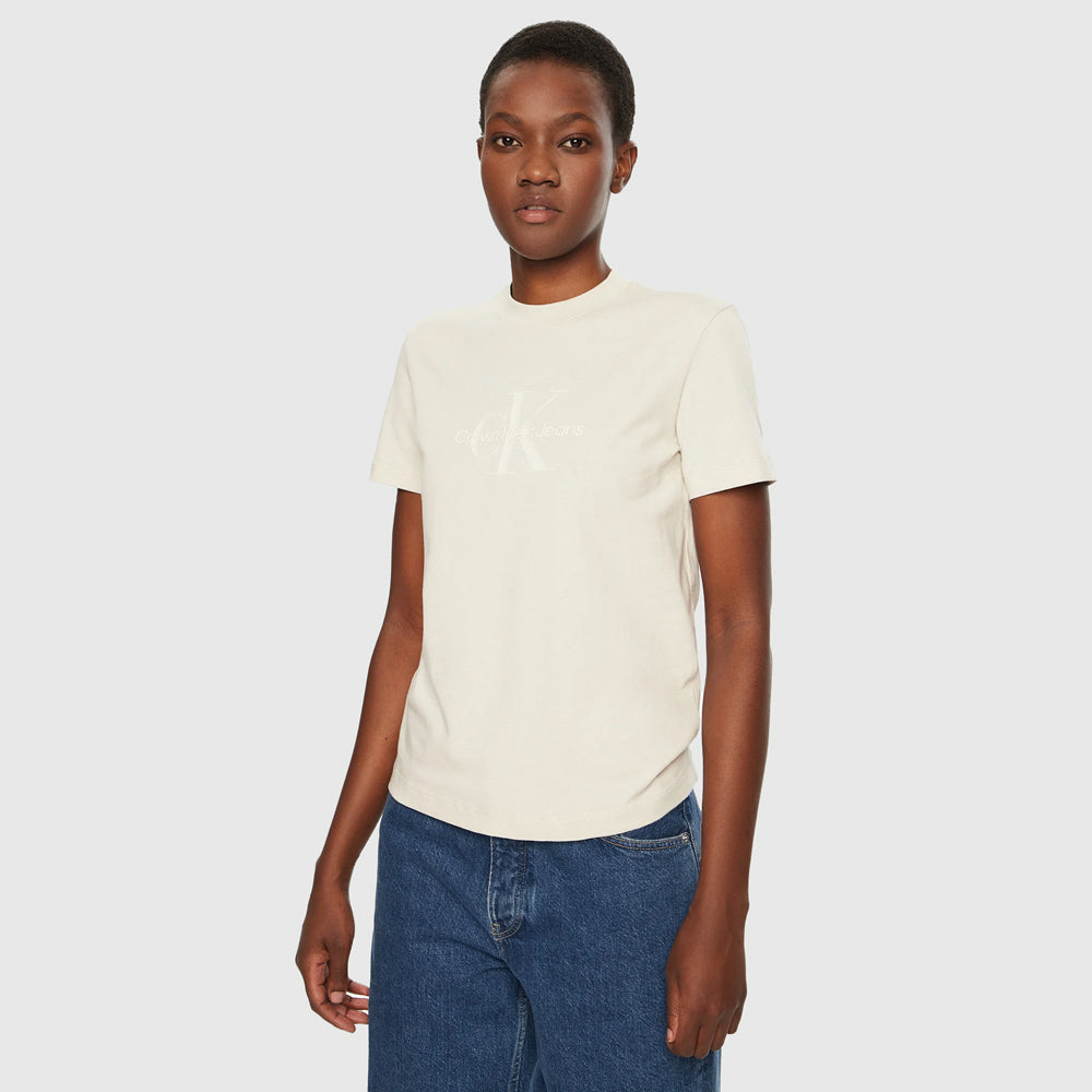 Calvin Klein Glossy Monologo T-Shirt - Light Brown |ThirdBaseUrban