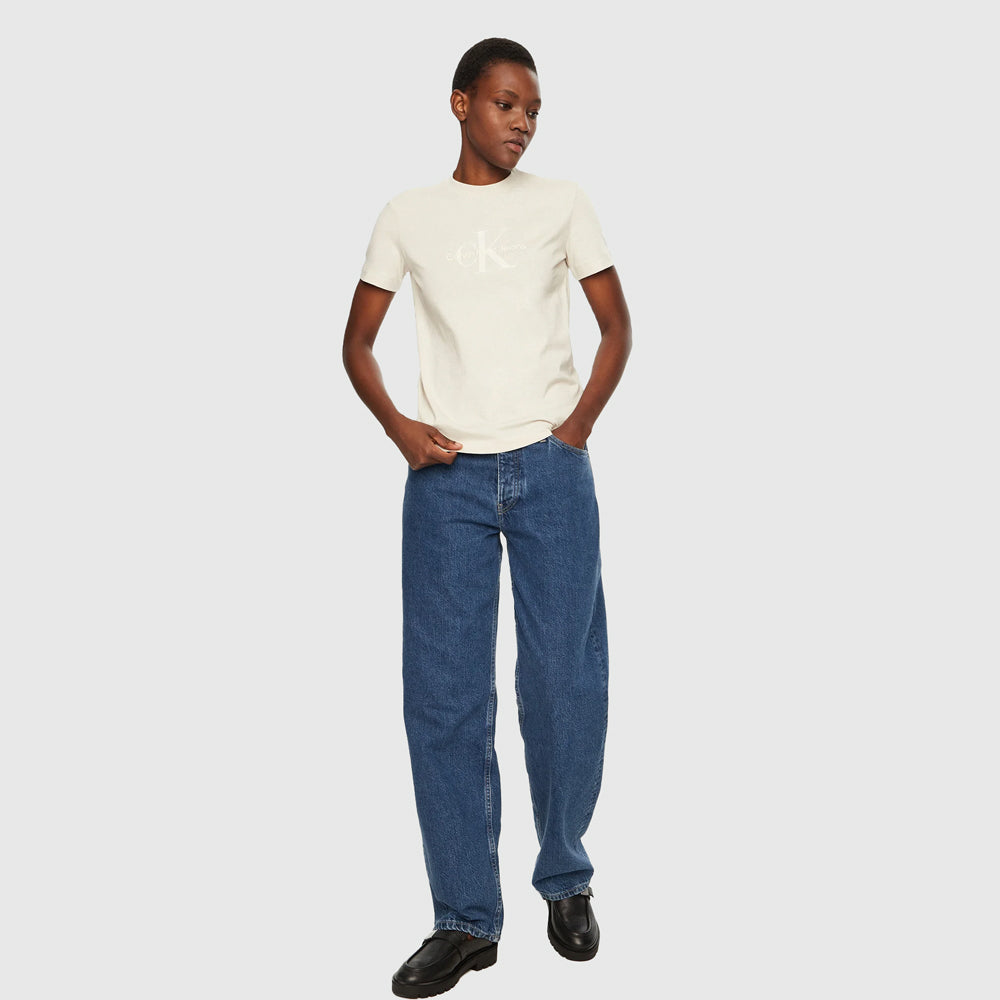 Glossy Monologo T-Shirt - Light Brown