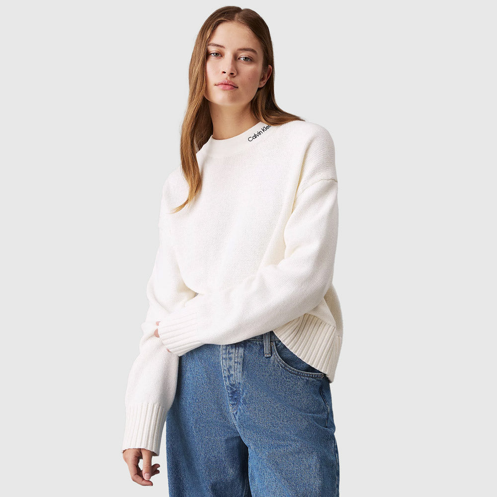 Calvin Klein Logo Sweater - White |ThirdBaseUrban