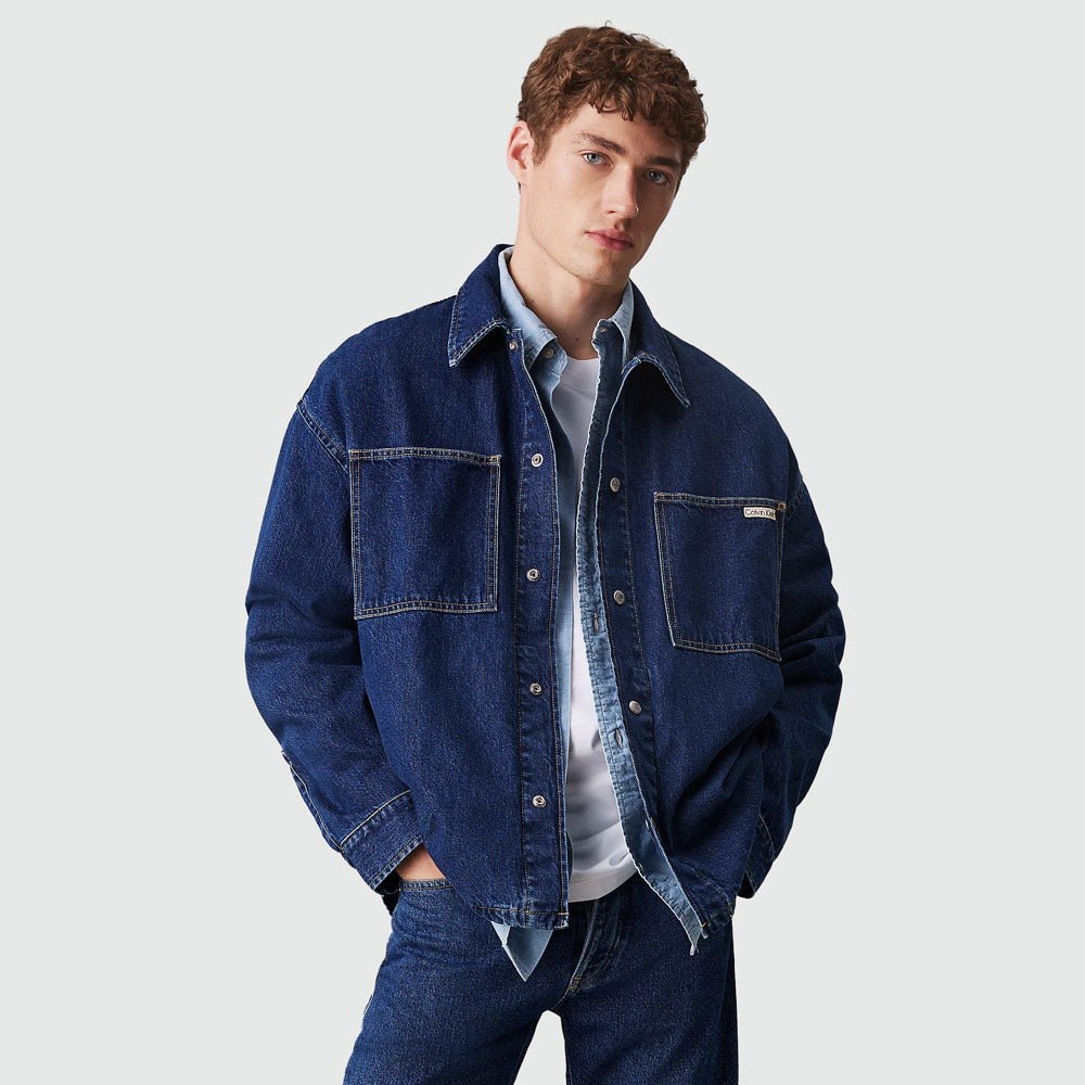 Calvin Klein Relaxed Shirt Jacket - Denim Dark |ThirdBaseUrban