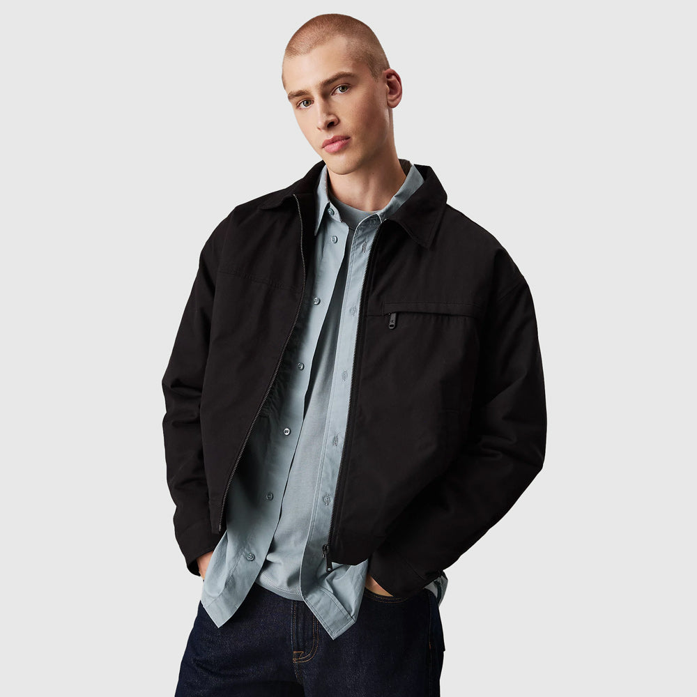Calvin Klein Cotton Zip Jacket - Black |ThirdBaseUrban