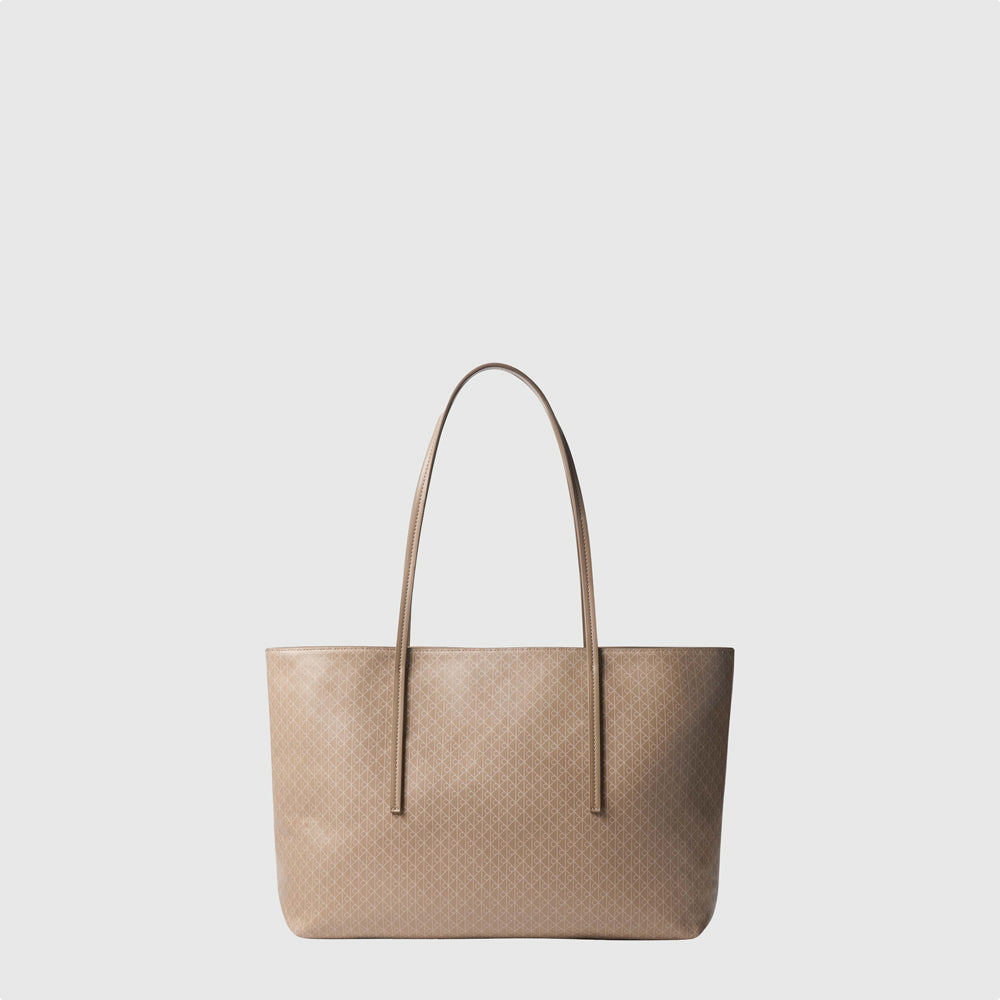 Calvin Klein Emblem Aop Tote W/ Pouch - Desert Taupe |ThirdBaseUrban