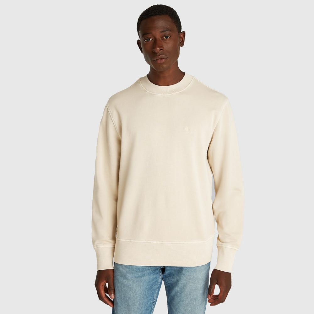 Calvin Klein Washed Applique Sweater - Cream |ThirdBaseUrban