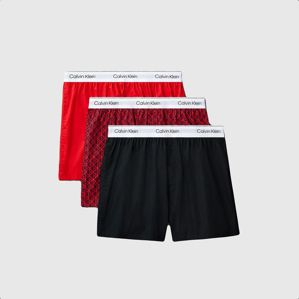 Calvin Klein 3 Pack Boxers - Red Multi |ThirdBaseUrban