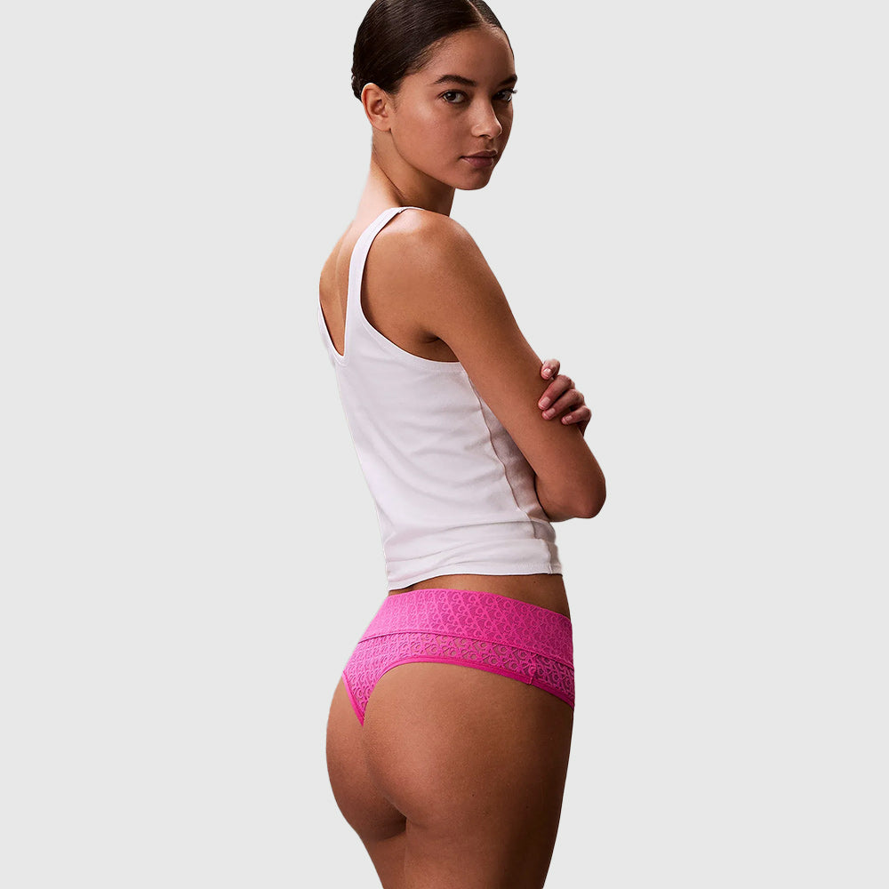 Brazilian Logo Lace Brief - Magenta