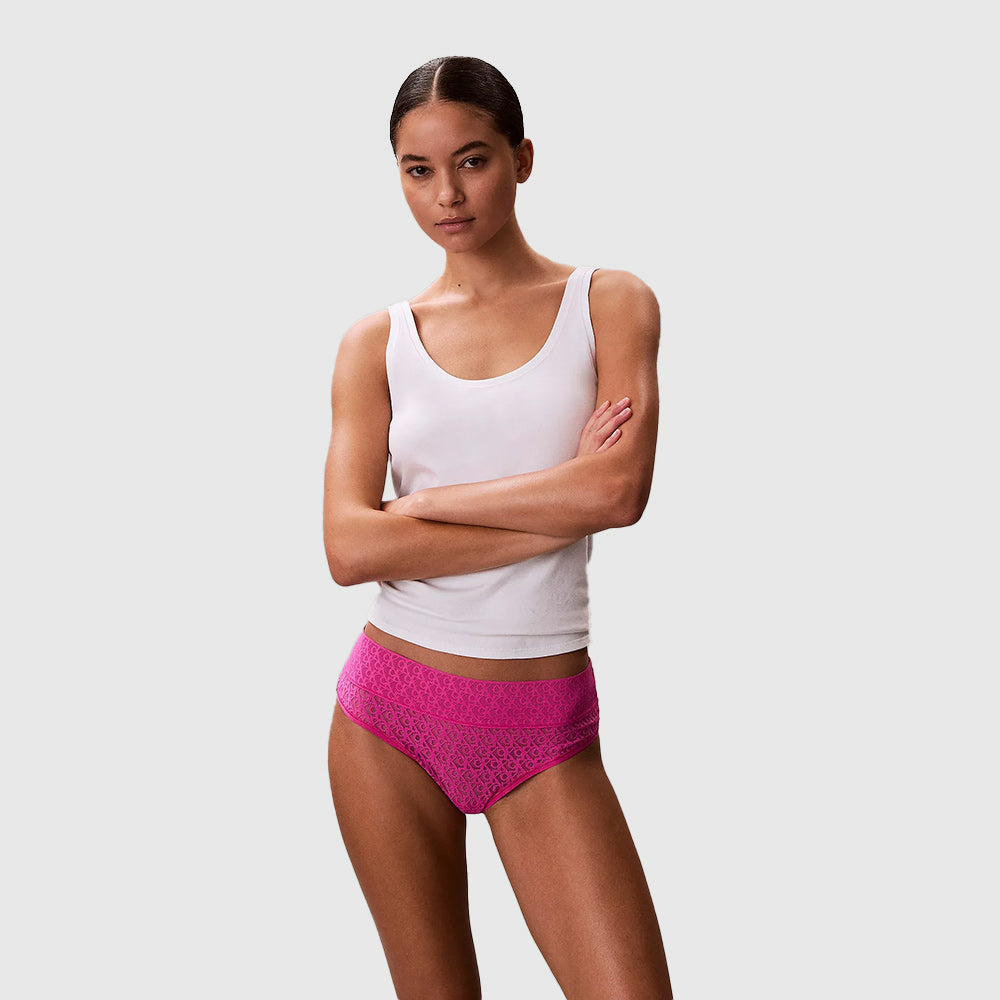 Brazilian Logo Lace Brief - Magenta