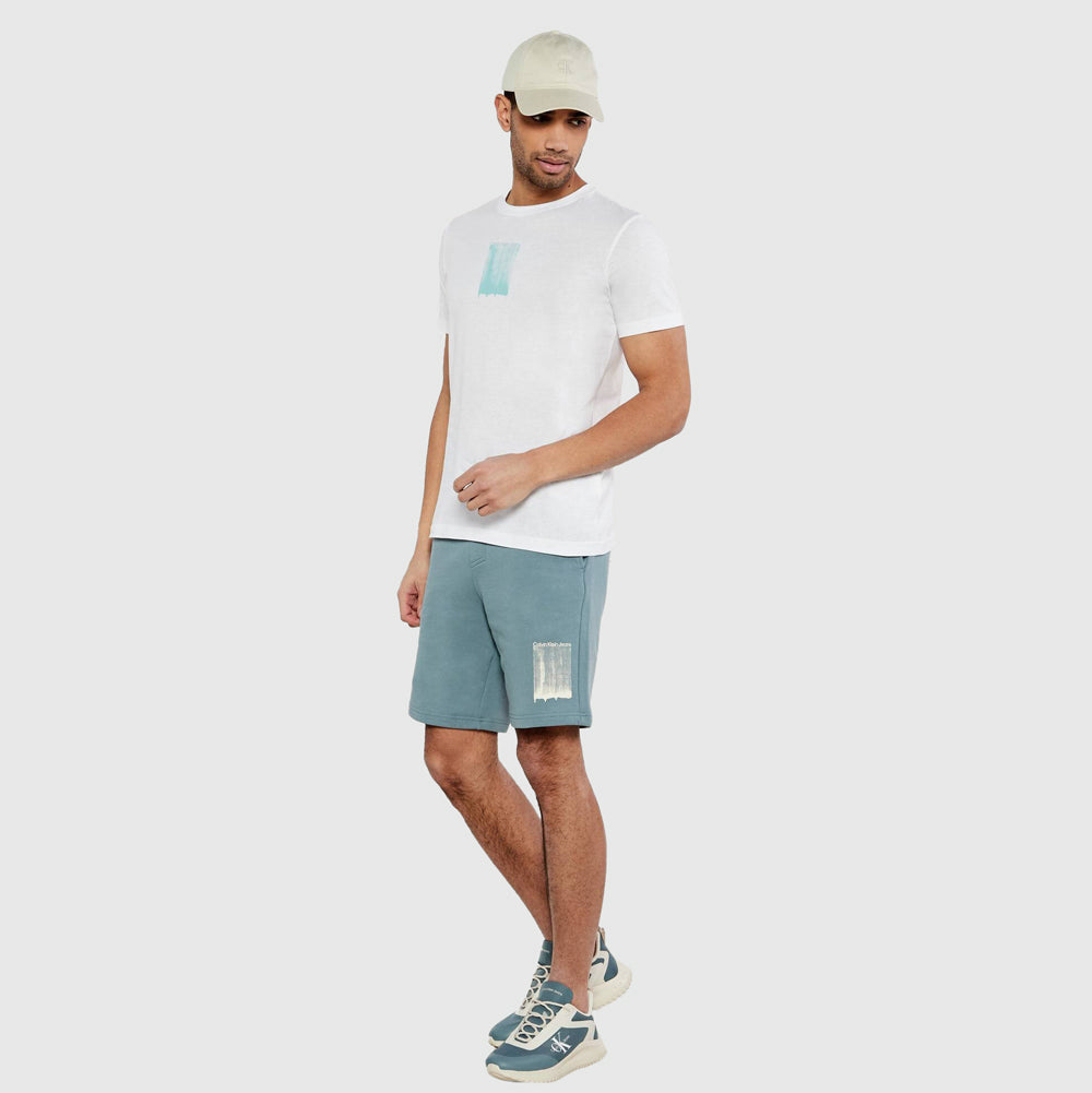 Brush Stroke Graphic Shorts - Teal