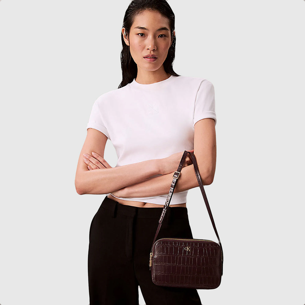 Ck Croc Camera Bag - Burgundy