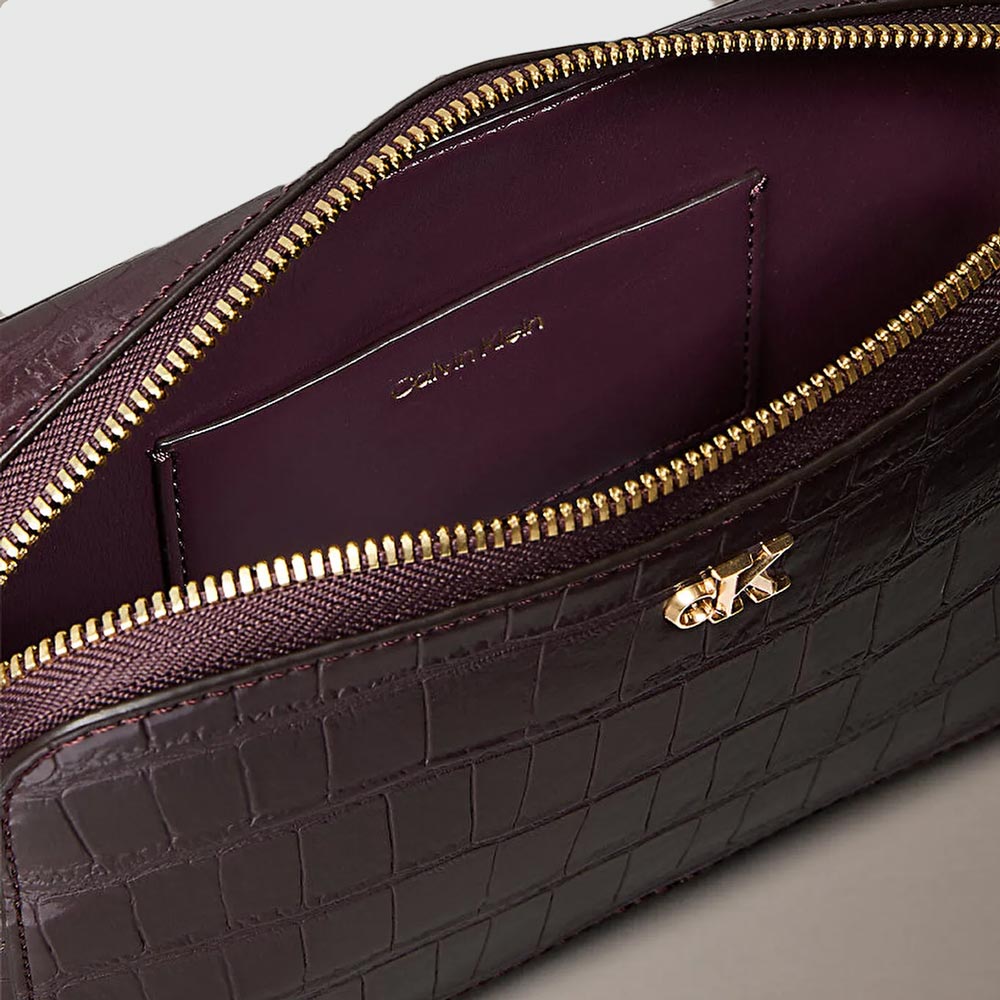 Ck Croc Camera Bag - Burgundy