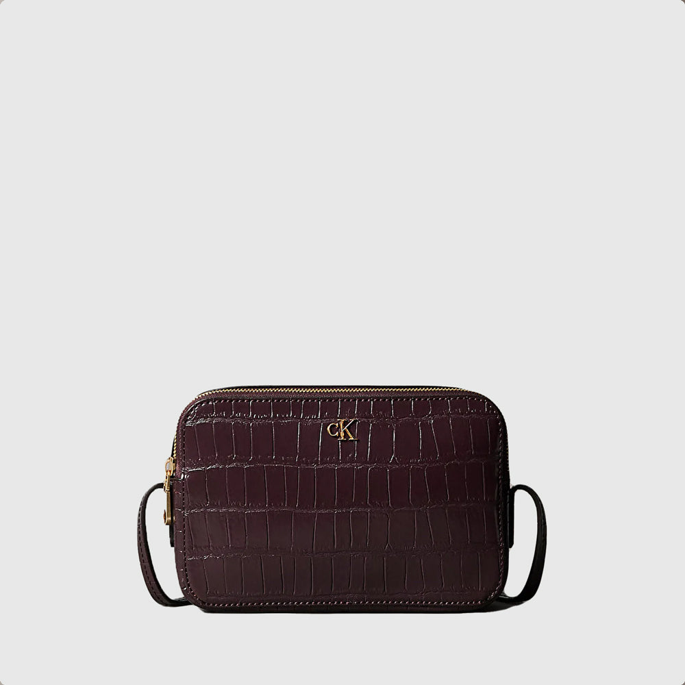 Calvin Klein Ck Croc Camera Bag - Burgundy |ThirdBaseUrban