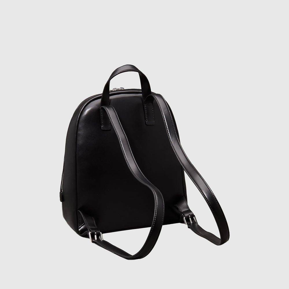 Embossed Round Backpack - Black