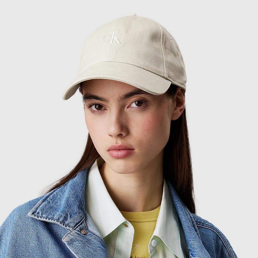 Calvin Klein Embroidered Monogram Cap - OffWhite |ThirdBaseUrban