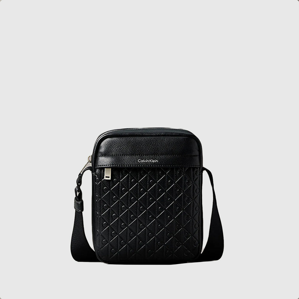 Calvin Klein Emblem Emboss Reporter Bag - Black |ThirdBaseUrban