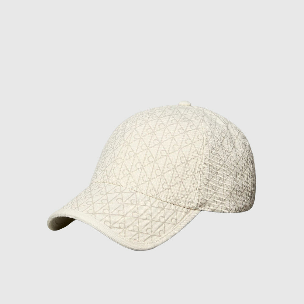 Print Leather Cap - Offwhite