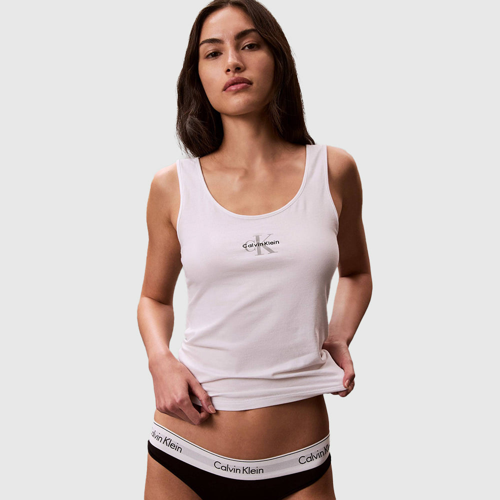 Cotton Stretch Tank Top - White