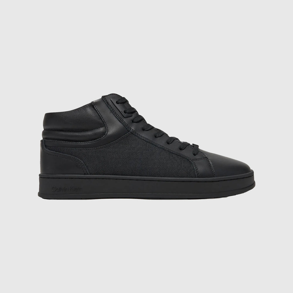 Calvin Klein Jacquard Mono Mid Sneaker - Black |ThirdBaseUrban